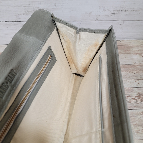 Hare + Hart grey leather & calfhair  clutch